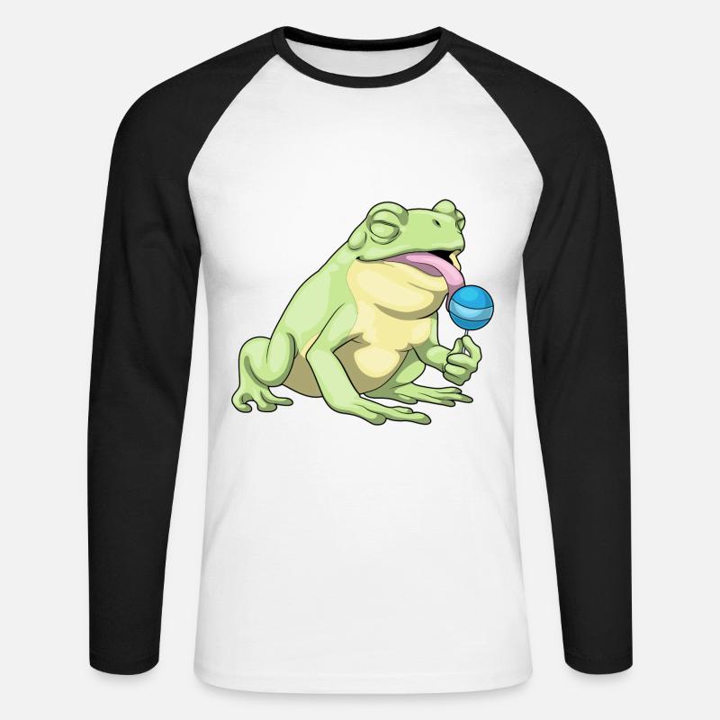Frosch Lutscher - Unisex Baseballshirt langarm - Weiß/Schwarz