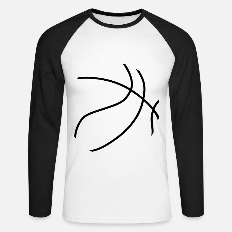 Basketball 5 0 23 - Unisex Baseballshirt langarm - Weiß/Schwarz