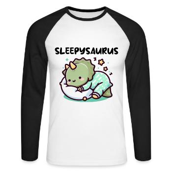 Sleepysaurus Official Sleep Outfit Chemise de nuit - T-shirt baseball manches longues Homme - blanc/noir - Devant - Nik (191cm)