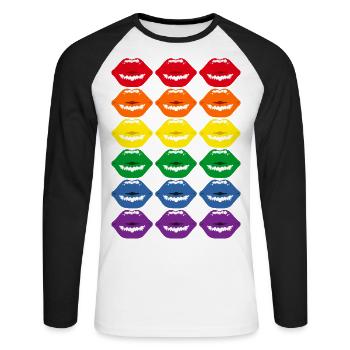 Rainbow flag Rainbow flag LBGT Pride LGBTQ - Unisex Long Sleeve Baseball T-Shirt - white/black - Front - Nik (191cm)
