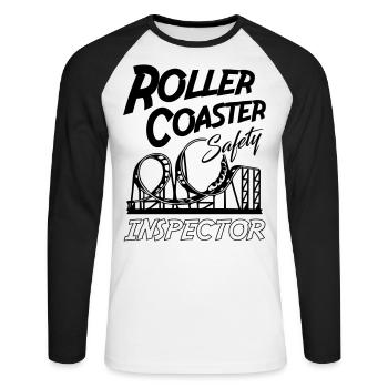 Roller Coaster Safety Inspector - Unisex Baseballshirt langarm - Weiß/Schwarz - Vorne - Nik (191cm)