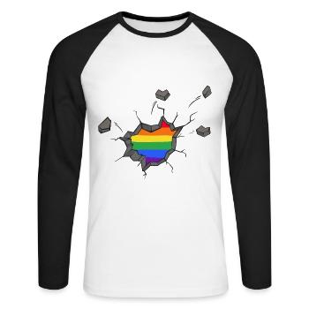 lgbt pride love rules human gender pan queer lgbtq - T-shirt baseball manches longues Homme - blanc/noir - Devant - Nik (191cm)