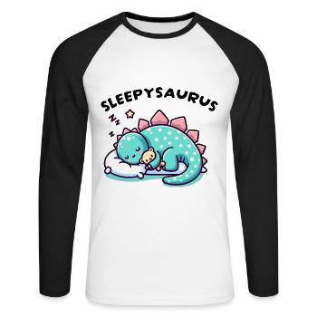 Sleepysaurus Official Sleep Outfit Chemise de nuit - T-shirt baseball manches longues Homme - blanc/noir - Devant - Nik (191cm)