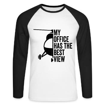 Helicopter Pilot - Office Best View Cockpit - Unisex Long Sleeve Baseball T-Shirt - white/black - Front - Nik (191cm)