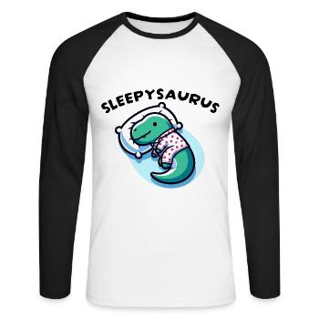 Sleepysaurus Official Sleep Outfit Chemise de nuit - T-shirt baseball manches longues Homme - blanc/noir - Devant - Nik (191cm)