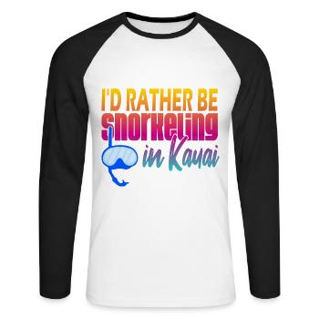 Kauai Schnorcheln - Unisex Baseballshirt langarm - Weiß/Schwarz - Vorne - Nik (191cm)