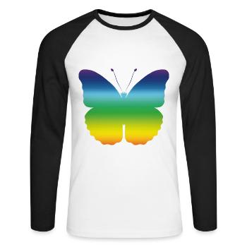 Butterfly Butterfly Monarch Spring Colorful Gift - Unisex Long Sleeve Baseball T-Shirt - white/black - Front - Nik (191cm)