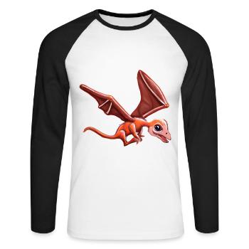 Ptérodactyle volant - T-shirt baseball manches longues Homme - blanc/noir - Devant - Nik (191cm)