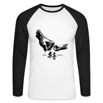 Imbattables ensemble : le poing d’une génération - T-shirt baseball manches longues Homme - blanc/noir - Devant - Nik (191cm)