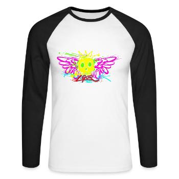 L.Gor Totenkopf - Unisex Baseballshirt langarm - Weiß/Schwarz - Vorne - Nik (191cm)