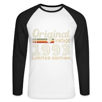 Original 1993 Vintage Geburtstagsgeschenk - Unisex Baseballshirt langarm - Weiß/Schwarz - Vorne - Nik (191cm)