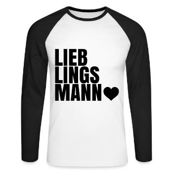 Lieblingsmann - Bester Mann Ehemann Freund Liebe - Unisex Baseballshirt langarm - Weiß/Schwarz - Vorne - Nik (191cm)