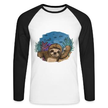 Scuba Diving Sloth Lazy Animal Diving I Gift - Unisex Long Sleeve Baseball T-Shirt - white/black - Front - Nik (191cm)