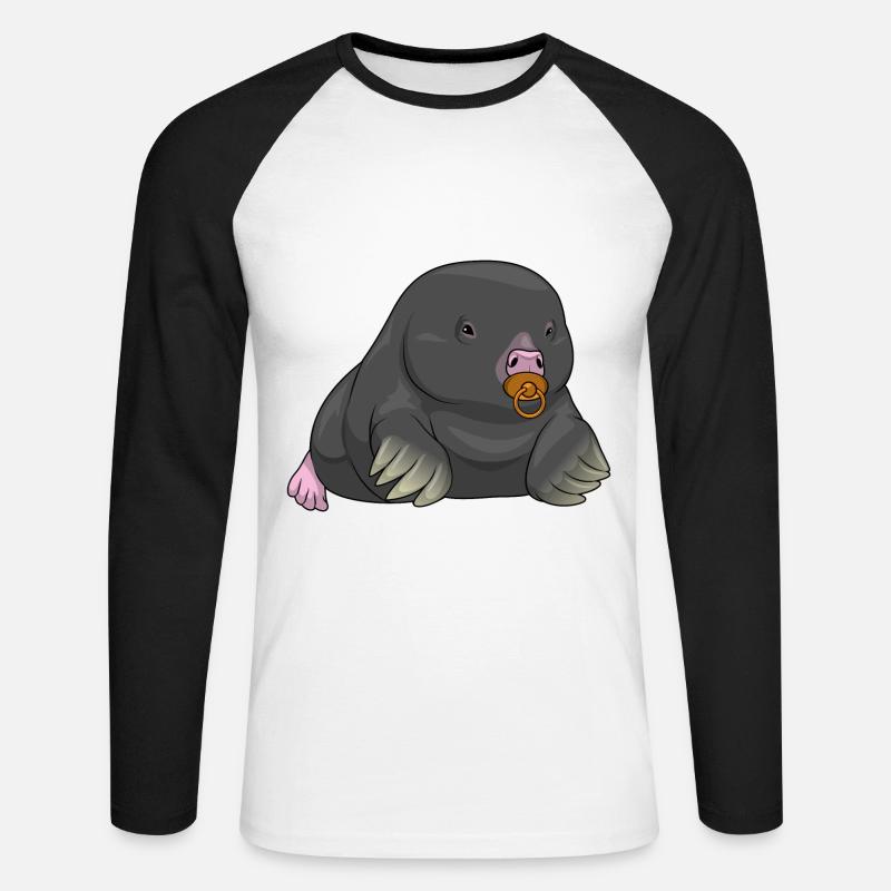 Maulwurf Schnuller - Unisex Baseballshirt langarm - Weiß/Schwarz