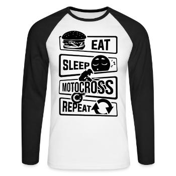 Eat Sleep Motocross Répétition - Motorsport Motorrad - T-shirt baseball manches longues Homme - blanc/noir - Devant - Nik (191cm)