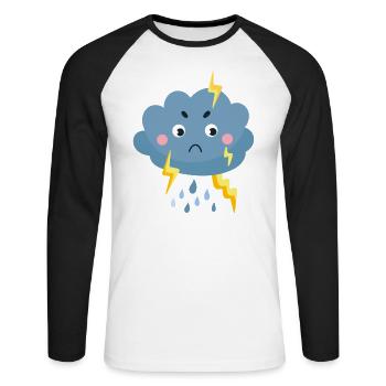 Nuage de pluie - T-shirt baseball manches longues Homme - blanc/noir - Devant - Nik (191cm)