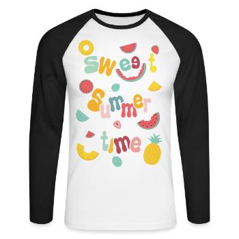 Sweet summertime. - Unisex Long Sleeve Baseball T-Shirt - white/black - Front - Nik (191cm)