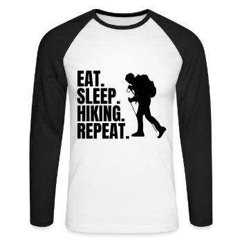 Hiking Mountain Mountains Mountaineering Hiking Mountains - Unisex Long Sleeve Baseball T-Shirt - white/black - Front - Nik (191cm)