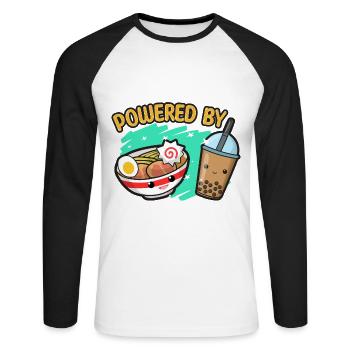 Cuisine asiatique japonaise Thé Ramen I Cadeau - T-shirt baseball manches longues Homme - blanc/noir - Devant - Nik (191cm)