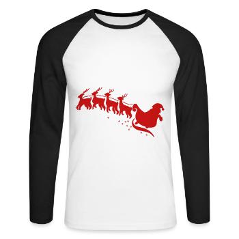 Christmas Symbols Reindeer with Sleigh Xmas - Unisex Long Sleeve Baseball T-Shirt - white/black - Front - Nik (191cm)