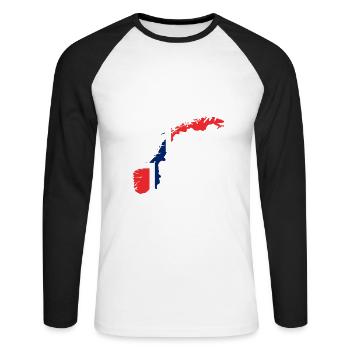 Norvège - T-shirt baseball manches longues Homme - blanc/noir - Devant - Nik (191cm)