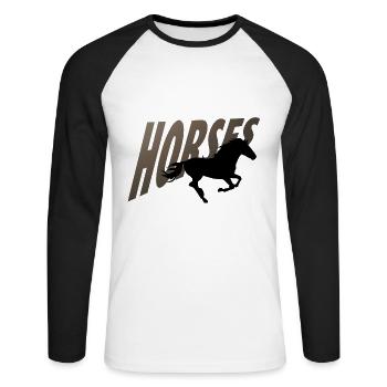Horses - Unisex Long Sleeve Baseball T-Shirt - white/black - Front - Nik (191cm)