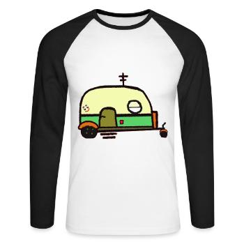Caravan Motorhome Trailer Holiday Camping Tour - Unisex Long Sleeve Baseball T-Shirt - white/black - Front - Nik (191cm)
