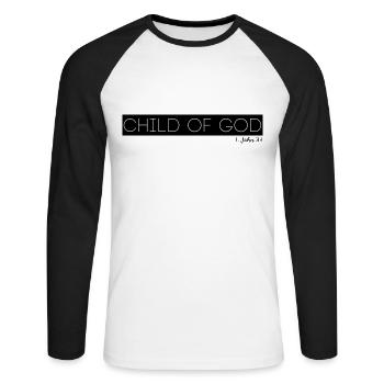 Jesus Christ Shirt Child of God Women and Men - Unisex Long Sleeve Baseball T-Shirt - white/black - Front - Nik (191cm)