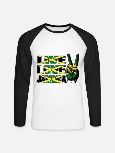 Jamaika Jamaica - Unisex Baseballshirt langarm - Weiß/Schwarz