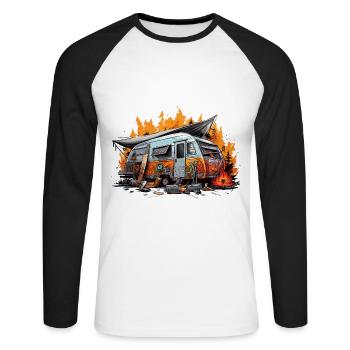 Evening by the Bonfire. Retro holidays. - Unisex Long Sleeve Baseball T-Shirt - white/black - Front - Nik (191cm)