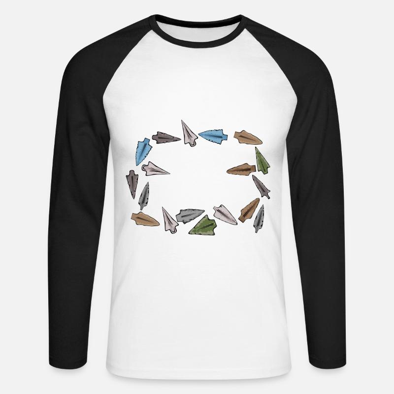 Pfeilspitze Bogenschießen Jäger Jagd Geschenk - Unisex Baseballshirt langarm - Weiß/Schwarz