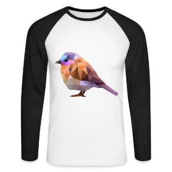 Polygon Bird Design - Unisex Long Sleeve Baseball T-Shirt - white/black - Front - Nik (191cm)