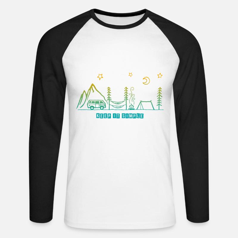 Keep it simple Van Camping Outdoor Camper Zelt - Unisex Baseballshirt langarm - Weiß/Schwarz