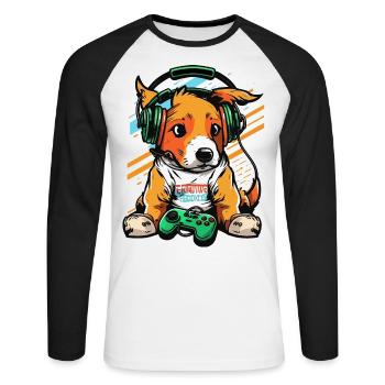 Gaming Pup - Unisex Long Sleeve Baseball T-Shirt - white/black - Front - Nik (191cm)