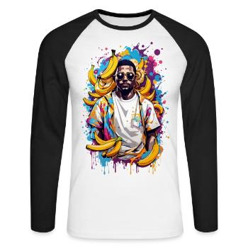 Homme banane - T-shirt baseball manches longues Homme - blanc/noir - Devant - Nik (191cm)