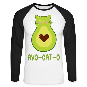 Eine lustige Avocato Katze Avocado Katzen - Unisex Baseballshirt langarm - Weiß/Schwarz - Vorne - Nik (191cm)