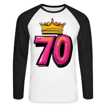 70 Number Crown - Unisex Long Sleeve Baseball T-Shirt - white/black - Front - Nik (191cm)