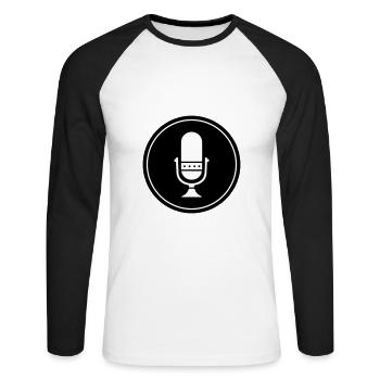 Podcast Mikrofon Symbol - Unisex Baseballshirt langarm - Weiß/Schwarz - Vorne - Nik (191cm)