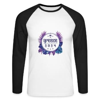 Grèce 2024 - T-shirt baseball manches longues Homme - blanc/noir - Devant - Nik (191cm)
