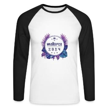 Mallorca 2024 - Unisex Baseballshirt langarm - Weiß/Schwarz - Vorne - Nik (191cm)