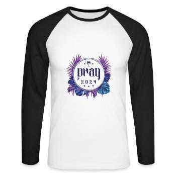 Prag 2024 - Unisex Baseballshirt langarm - Weiß/Schwarz - Vorne - Nik (191cm)