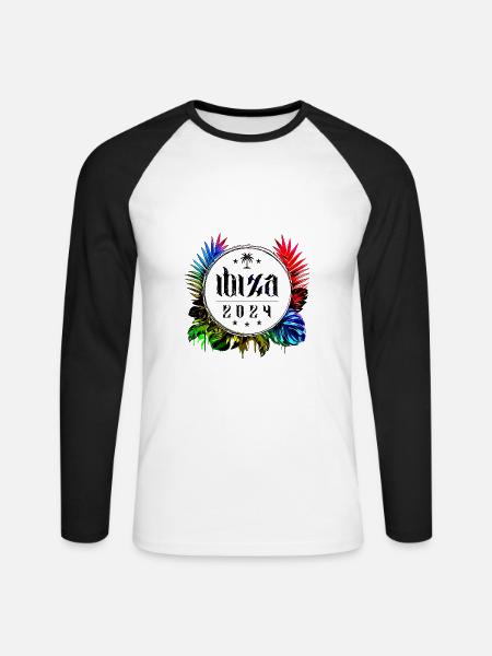Ibiza 2024 Bunt - Unisex Baseballshirt langarm - Weiß/Schwarz