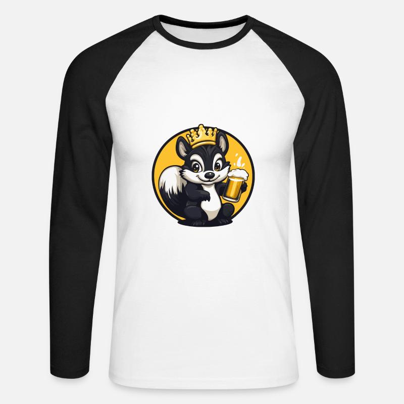 Stinktier Bier Comic - Unisex Baseballshirt langarm - Weiß/Schwarz