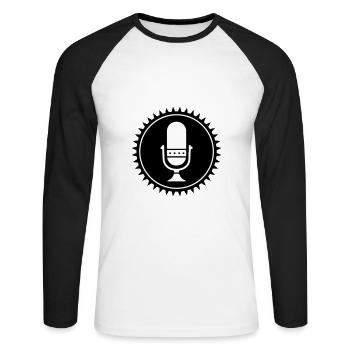 Icône de podcast du microphone - T-shirt baseball manches longues Homme - blanc/noir - Devant - Nik (191cm)