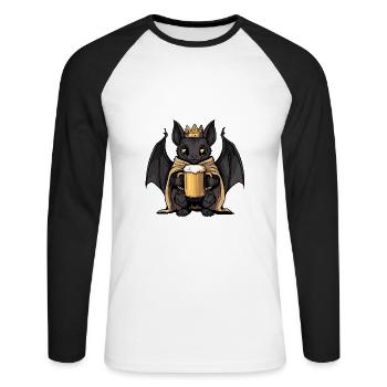 Bière de chauve-souris drôle - T-shirt baseball manches longues Homme - blanc/noir - Devant - Nik (191cm)