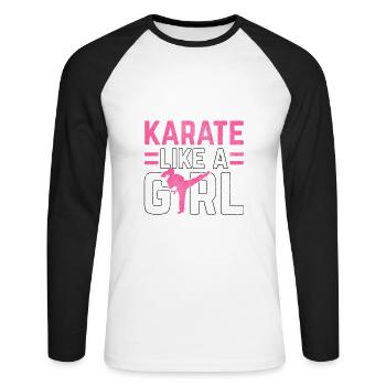 Le karaté comme une fille - T-shirt baseball manches longues Homme - blanc/noir - Devant - Nik (191cm)