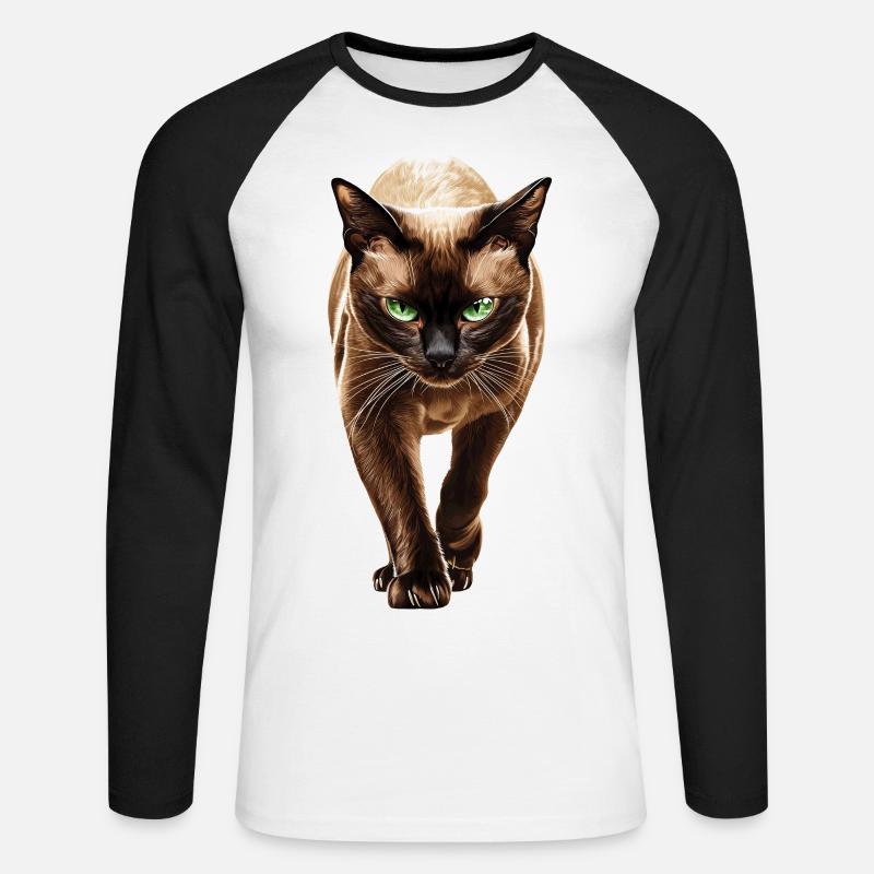 Birmanisch - Unisex Baseballshirt langarm - Weiß/Schwarz