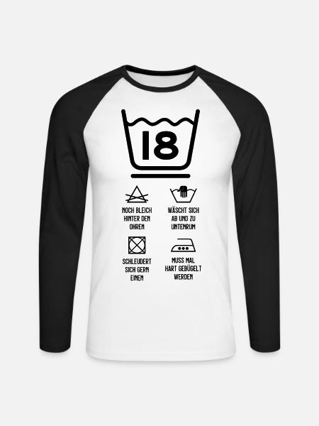 18. GEBURTSTAG LUSTIG SCHONEND BEHANDELN - Unisex Baseballshirt langarm - Weiß/Schwarz