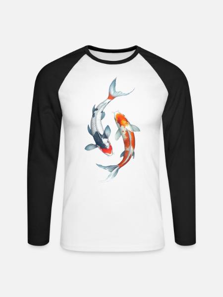Koi Karpfen - Unisex Baseballshirt langarm - Weiß/Schwarz