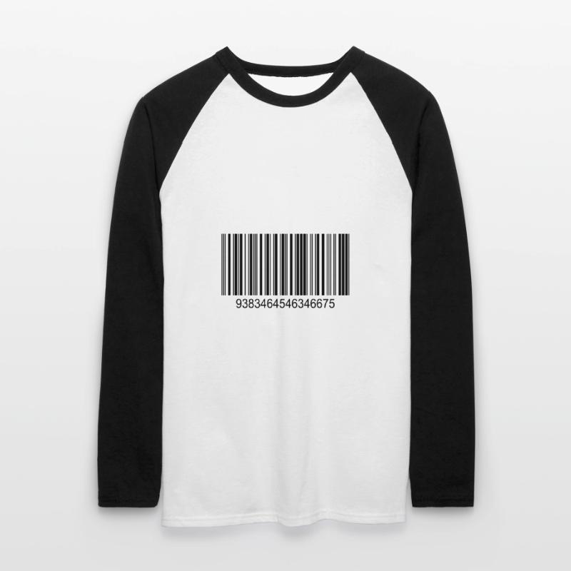 Barcode / Strichcode in Schwarz mit Zahlen Unisex Baseballshirt langarm